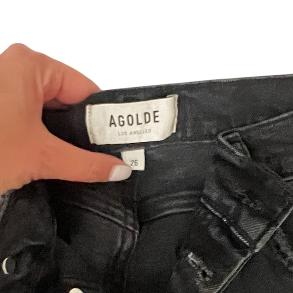 AGOLDE Black Distressed High Rise Skinny Jeans – Size 26 - Picture 2 of 6